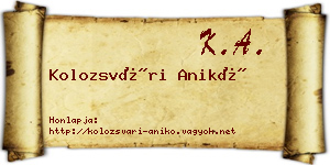 Kolozsvári Anikó névjegykártya